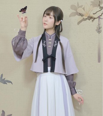 改良版清新唯美漢服，繡花褙子漢服圖片