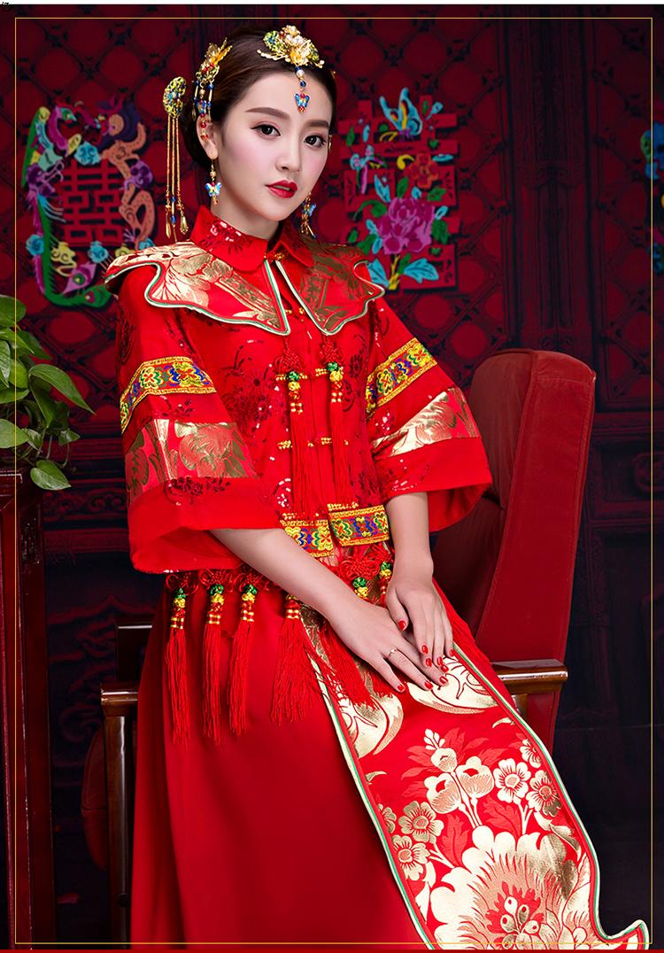 復(fù)古秀禾服中式禮服，中國風(fēng)新娘結(jié)婚禮服